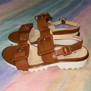 RON WHITE Callie Slingback Sandal In Cognac women’s size 39